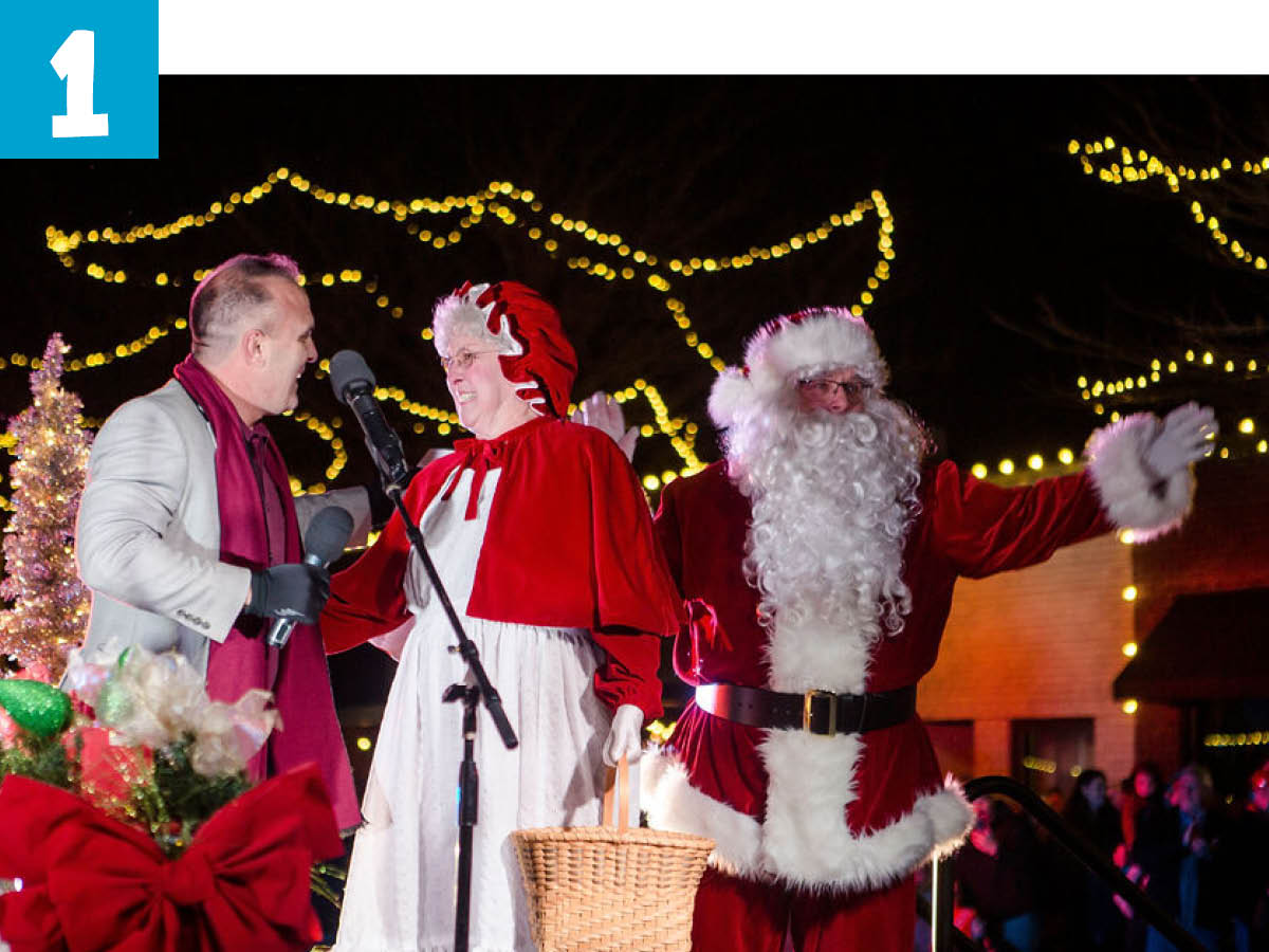 City mayor with Santa and Mrs. Claus